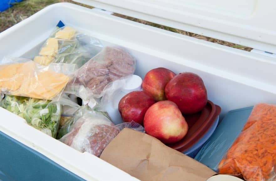 car camping essentials inside cooler