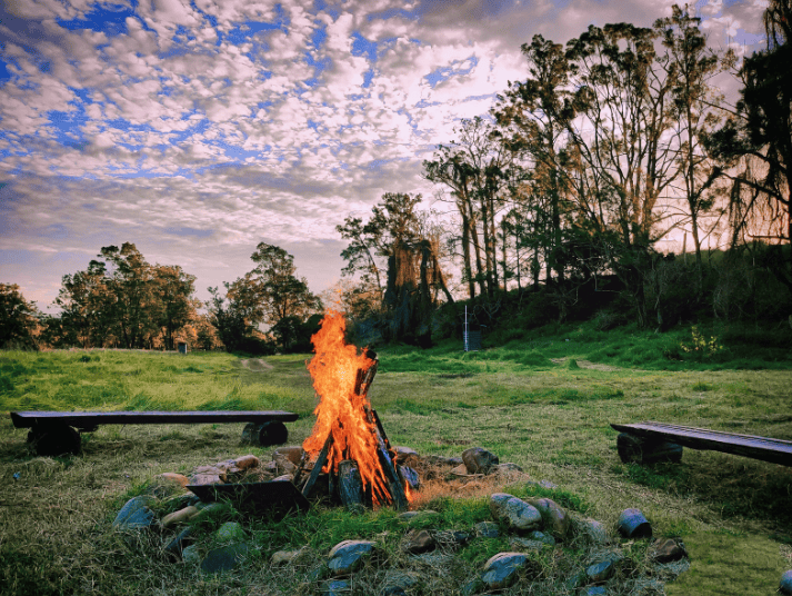 camping in fall camping fire