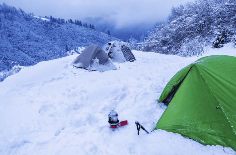 winter tent camping